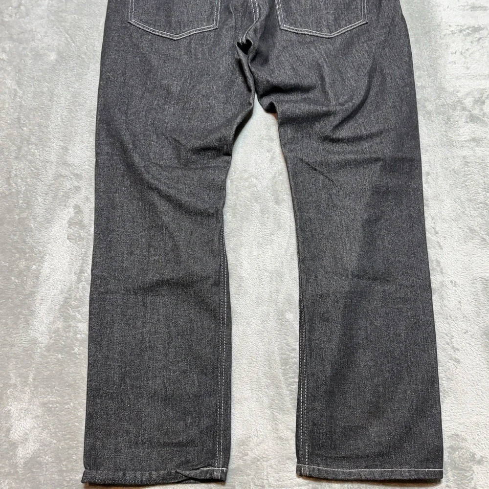 Mecca Jeans Mens 38x32 Black Denim Embroidered Pocket Baggy Y2K Hip Hop